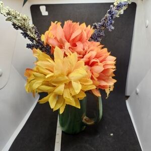 Hand Crafted Vibrant Orange and Yellow Floral Arrangement Table Centerpiece